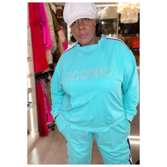 Ashley Stewart Pants - Iconic Colorblock Stretch Knit Sweatsuit